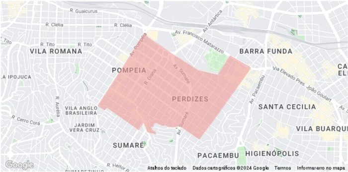 mapa do bairro Perdizes