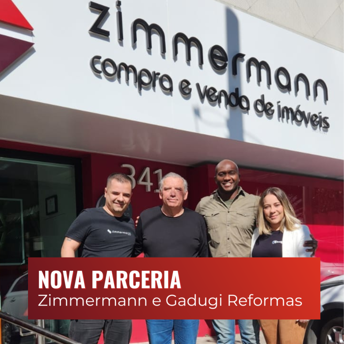 Fachada da Zimmermann e texto "Nova Parceria"