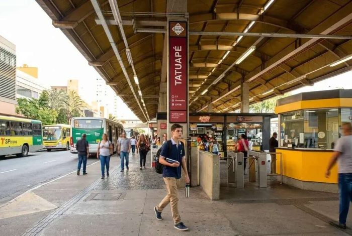 Estação de transporte no Tatuapé mostra mobilidade em um dos melhores bairros para estudantes em SP.